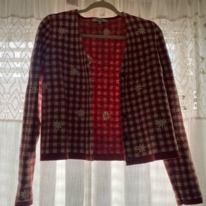 Madewell daisy embroidered gingham cardigan